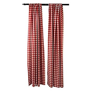 【中古】【輸入品・未使用】ArtOFabric チェック柄ポリエステルギンガムカーテンパネル(2枚セット) レッド(58 x 63インチ)