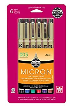 【中古】【39shop】【輸入品・未使用】Pigma★ミクロン ペン設定 #005 0.2 mm 6/Pkg-黒、赤、青、緑、茶色、紫（新古品）｜アトリエ絵利奈