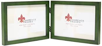 【中古】【輸入品・未使用】Lawrence Frames コレクション ヒンジ付きダブル水平木製ピクチャーフレームギャラリー 5 x 7インチ グリーン