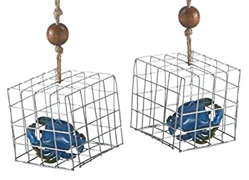 【中古】【輸入品・未使用】ブルーCrab in釣りトラップクリスマスHoliday Ornaments Set of 2中西部CBK