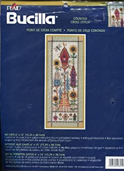 【中古】【輸入品・未使用】Plaid Bucilla No Cats 6 x 15 Counted Cross Stitch Kit ~ Birdhouse Theme by Bucilla