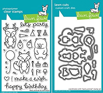 【中古】【輸入品・未使用】Lawn Fawn Party Animal Clear Stamp and Die Set - Includes One Each of LF893 (Stamp) & LF894 (Die) - Bundle Of 2 by Lawn Fawn