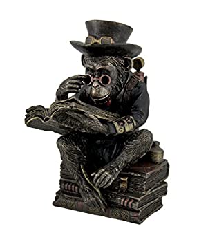 【中古】【インポート品・未当て嵌める】Resin Statues墨付き水蒸気張りさけるScholar黒猩々幻想曲Statue 5?X 7.5?X 4.5in赤銅色模範例# wu76796?a4