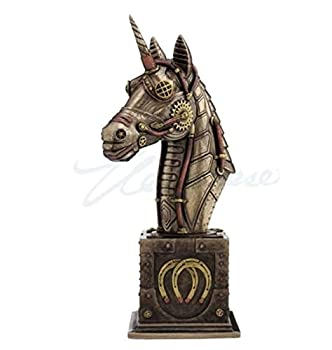 【中古】【インポート品・未当て嵌める】水蒸気張りさける機械類ユニコーンギアBust Statue Sculpture Figurine