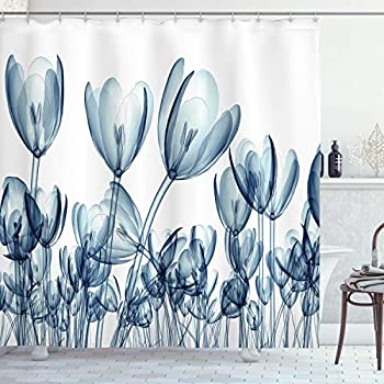 【中古】【輸入品・未使用】Xray Flower Decor Shower Curtain Set by Ambesonne Bunch of Different Size Flowers with X-rays Complex Structures of Mother Nature Art B