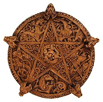 【中古】【インポート品・未当て嵌める】Large Knotwork Pentacle Wall Plaque Wood Finish 花・ガーデン・DIY-その他