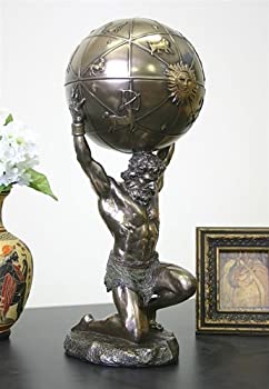 【中古】【インポート品・未当て嵌める】Atlas Holding World Greek Statue and Trinketボックス席、ブロンズ完成