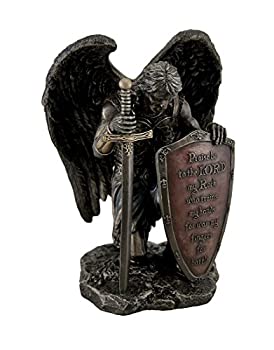 【中古】【インポート品・未当てはめる】Resin Statues Praise Be to the Lord My Rock Kneeling Warriorエンジェル像6?x 8?x 4.5in赤銅色ひな型# wu76722?a4