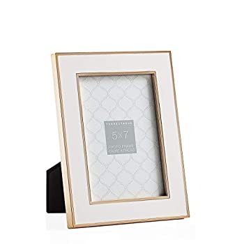 【中古】【輸入品・未使用】Torre & Tagus Regisゴールドトリムホワイトエナメルフレーム 5 x 7\
