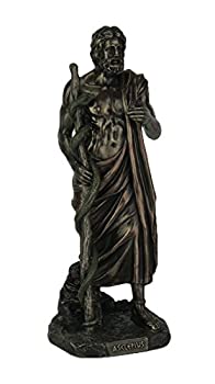 【中古】【インポート品・未当て嵌める】Asclepius Greek God Of Medicine Holding Asklepios Statue