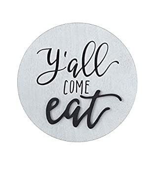 【中古】【輸入品・未使用】Creative Co-op Y'all Come Eat 正方形パインウッド壁飾り ブラック