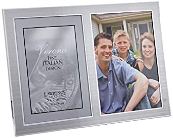 【中古】【輸入品・未使用】Lawrence Frames 2トーンダブルオープニングパネル写真フレーム 5 x 7インチ つや消しシルバーメタル シャイニーメタル