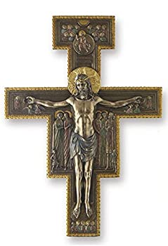 【中古】【輸入品・未使用】(38cm) - The San Damiano Crucifix Cross Wall Plaque Sculpture 38cm
