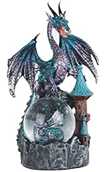 【中古】【輸入品・未使用】StealStreet ss-g-71503メタリックDragon and Castle Snow Globe Figurine Aquaブルー、8?by StealStreet