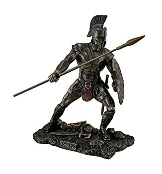 【中古】【輸入品・未使用】Resin Statues Achilleus Trojan War Greek Hero Statue w / Shield and Spear 9?x 9?x 4.5インチブロンズモデル# wu76933?a4