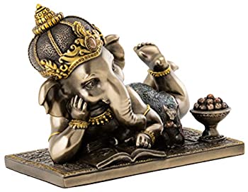 【中古】【輸入品・未使用】Young Ganesh (ガネーシャ) Reading withマウス6インチの幅???Hindu Elephant God of Success???Absolutely美しい彫刻アートワークby King Tut '