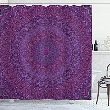 【中古】【輸入品・未使用】Eggplantシャワーカーテンby Ambesonne、パープルMandala Shape with a KaleidescopicスタイルSixties Inspiredオリエンタル抽象アート、ファブ