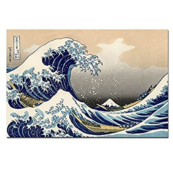 【中古】【39shop】【輸入品・未使用】Wieco★Art 葛飾北斎の神奈川沖浪裏 HDキャンバス印刷アートワーク 抽象海景画 キャンバスウォールアート P1RLA033-P ホーム&オフィスデコレーシ(新古品)|アトリエ絵利奈
