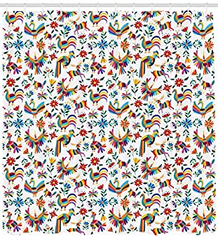 【中古】【39shop】【輸入品・未使用】Mexicanシャワーカーテンby★Ambesonne、従来ラテンアメリカンアートデザイン天然Inspirations花と鳥、ファブリックバスルームDecorセットwithフ（新古品）｜アトリエ絵利奈