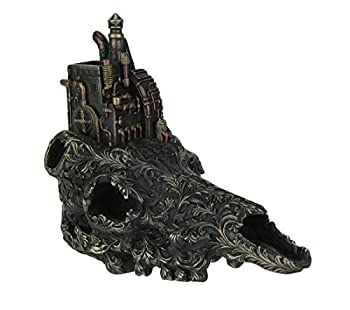 【中古】【インポート品・未当てはめる】things2die4?Resin Statuesアンティークブロンズ仕上水蒸気はち切れるSteer Skull Statue 8?x 7?x 4.25inブロンズ