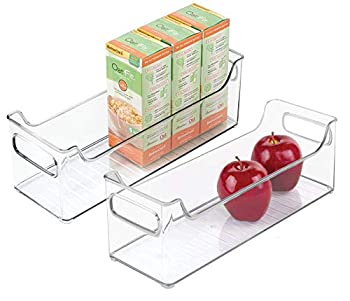 【中古】【輸入品・未使用】InterDesign Refrigerator and Freezer Storage Organiser Bins for Kitchen Clear 12.7 x 12.7 x 36.83 cm Pack of 2
