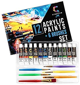 【中古】【輸入品・未使用】Creative Joy CJAPB01 アクリルペイントセット & ブラシ ビビッドペイントセット 6本のブラシを含む アーティストや趣味の画家に最適 子供から大
