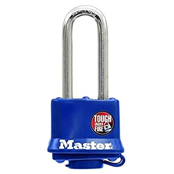 【中古】【輸入品・未使用】(1) - Master Lock 312DLH 3.8cm Long-Shackle Laminated Padlock With Blue Weatherproof Cover