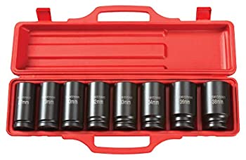 【中古】【インポート品・未当て嵌める】TEKTON 4889 3/4inドライブディープインパクトソケットセット、メトリック、クロム-V、6点、27 粍?38 粍、8ソケット