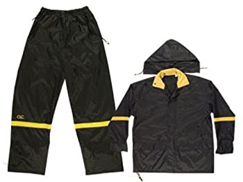 【中古】【インポート品・未当て嵌める】Custom Leathercraft R1033X 2-Piece Nylon Rain Suit with Detachable Hood Black 3XL by Custom Leathercraft [並行輸入品]