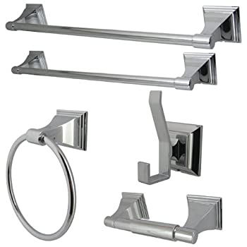 【中古】【39shop】【輸入品・未使用】Kingston★Brass BAHK61212478C 46cm and 60cm Towel Bar 15cm Towel Ring Toilet Paper Holder and Robe Hook Monarch Bathroom Accessories 5-P（新古品）｜アトリエ絵利奈