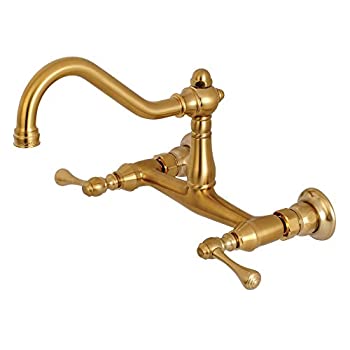 【中古】【39shop】【輸入品・未使用】Kingston★Brass KS3247BL ヴィンテージ 8インチ センター壁取り付け ベッセルシンク蛇口 8-1/2インチ 注ぎ口リーチ サテン真鍮（新古品）｜アトリエ絵利奈