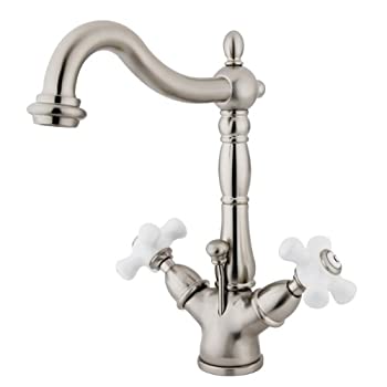 【中古】【39shop】【輸入品・未使用】Heritage★Monoデッキマウントバスルーム蛇口with磁器クロスハンドル 8-1/4 inch spout reach KS1438PX 1（新古品）｜アトリエ絵利奈