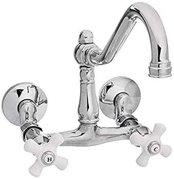 【中古】【輸入品・未使用】壁マウントキッチン蛇口with磁器クロスハンドル KS3221PX