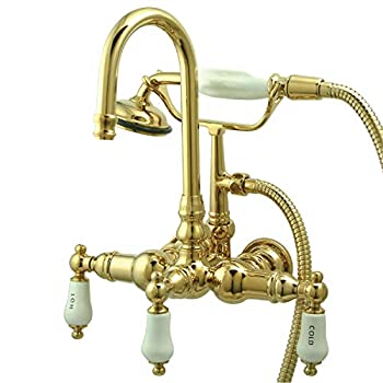【中古】【輸入品・未使用】キングストン真鍮cc10t1ヴィンテージ脚浴槽フィラーwith Hand 4???3?/ 4インチシャワー、、ポリッシュクローム 7-Inch Center CC9T2 1
