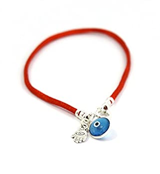 【中古】【輸入品・未使用】Evil Eye & Hamsa スターリングシルバー 保護チャーム レッドストリングブレスレット レディース 7インチサイズ