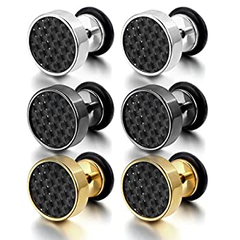 【中古】【輸入品・未使用】Oidea メンズ フェイクゲージ イリュージョン トンネル イヤリング スタッド 8mm - 10mm ステンレススチール カーボン 6個セット 低刺激性