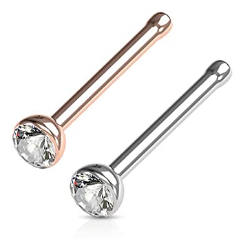 【中古】【輸入品・未使用】fifthcueキュービックジルコニアPress Fit Nose BoneスタッドチタンIP 316lステンレススチール???サイズ&カラー選択