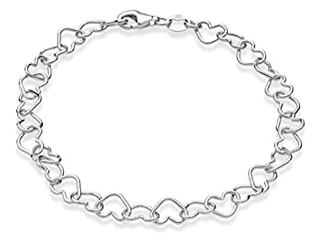 【中古】【輸入品・未使用】Miabella スターリングシルバー イタリア製 7x5mm ロロハートチェーンブレスレット レディース 925 イタリア製 6.5 7 7.5 8インチ