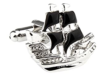 【中古】【輸入品・未使用】MRCUFF カフスボタン ボート 帆船 ヨット 1組 すてきなギフトボックス入り ポリッシュクロス付き