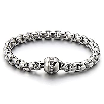 【中古】【39shop】【輸入品・未使用】COOLSTEELANDBEYOND★ステンレススチール レディース リンクチェーンブレスレット ポリッシュ仕上げ キュービックジルコニア（新古品）｜アトリエ絵利奈