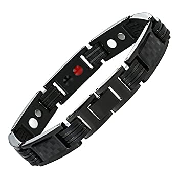 【中古】【輸入品・未使用】Urban Jewellery Men's Titanium Magnetic Link Bangle Bracelet with Carbon Fibre 22cm (Black)