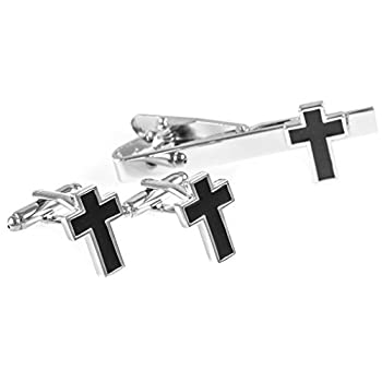 【中古】【輸入品・未使用】MRCUFF クロス型カフスボタン一組とタイバークリップ ギフト用化粧箱と磨きクロス