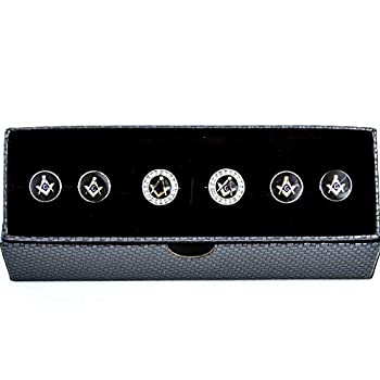 【中古】【インポート品・未当て嵌める】MRCUFF フリーメイソン フリーメイソン 結晶 メイソン カフスリンクとスタッド ブラックタイ書き割り 差し上げ物ボックス席と磨き布付き添い人