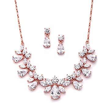 【中古】【39shop】【輸入品・未使用】Mariellローズゴールドmulti-shaped★Pear and Marquiseキュービックジルコニアネックレスイヤリングセットon繊細チェーン(新古品)|アトリエ絵利奈