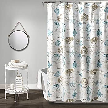 【中古】【39shop】【輸入品・未使用】Lush★Decor Harbor Life シャワーカーテン 72インチ x 72インチ ブルー&トープ(新古品)|アトリエ絵利奈