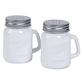 【中古】【輸入品・未使用】White Glass Mason Jar Salt and Pepper Shakers by Mason Craft & More