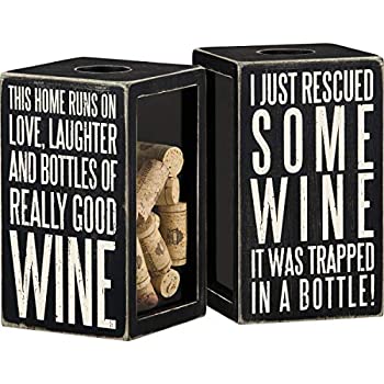 【中古】【輸入品・未使用】Primitives by Kathy This Home Runs on Good Wine Cork & Cap Holder Black Large by Primitives By Kathy
