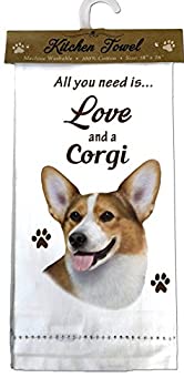 【中古】【輸入品・未使用】E & Sペット700???100?Welsh Corgiキッチンタオル、オフホワイト