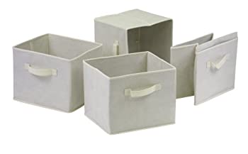 【中古】【輸入品・未使用】Winsome Capri Fabric Storage Baskets Beige Set of 4 by Winsome