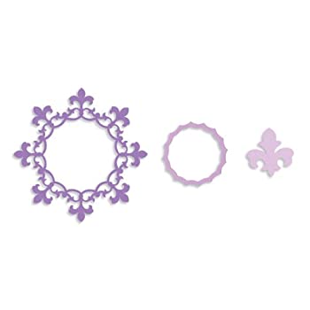【中古】【輸入品・未使用】Sizzix Framelits Dies 3/Pkg-Circle Frame W/Fleur De Lis (並行輸入品)